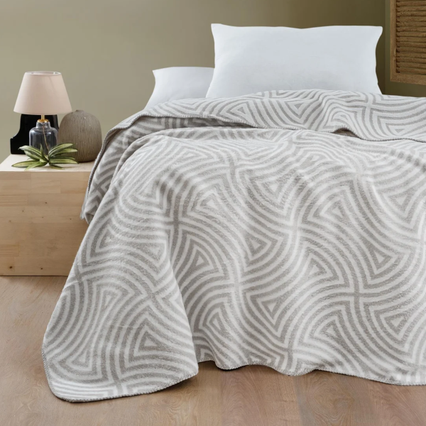 1 Alana 1 Bedava Schafer casilla battaniye  tek kişilik 150x200 - bej